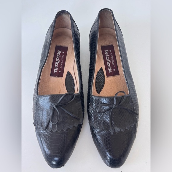 Vintage De La Rentis Genuine Snakeskin Tasseled Leather Shoe Loafer Mens Size 8 main image 10